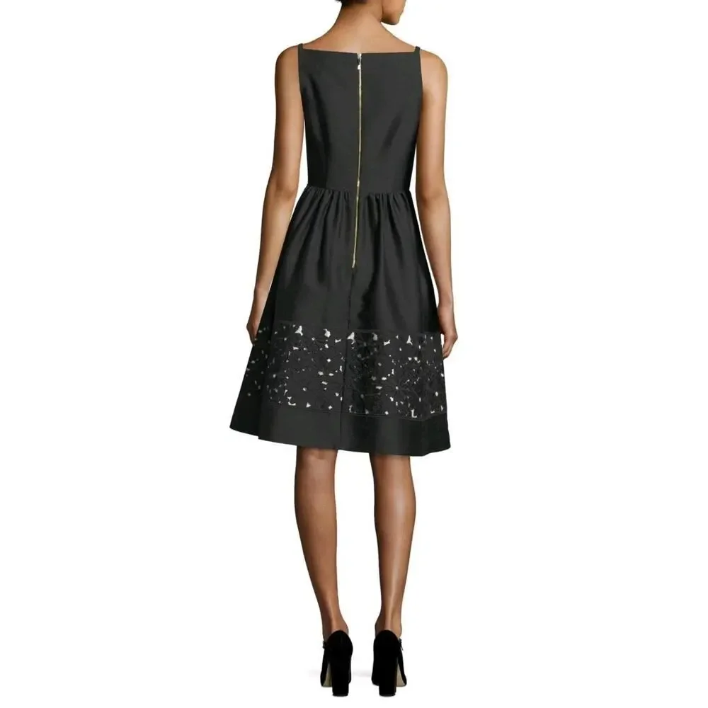 Kate Spade Lace Cutout Panel Fit & Flare Dress Baja Bound Black 4 Cocktail Event - Picture 2 of 7
